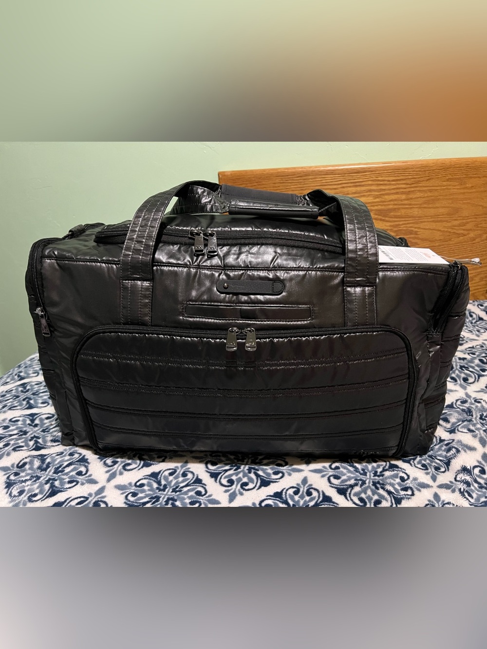 lug Trolley Duffle Bag in Metallic Black